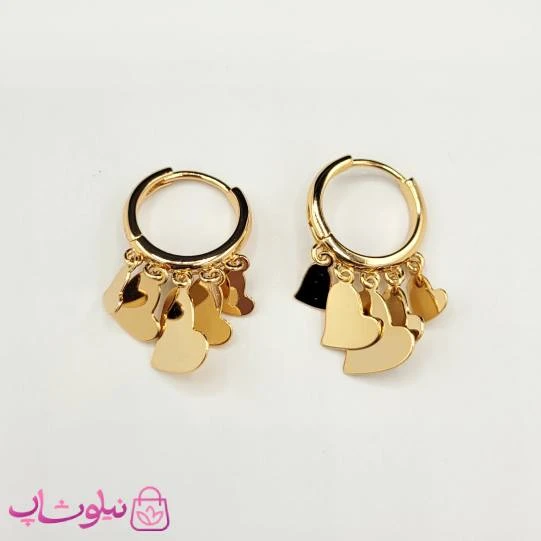 گوشواره آویزدار حلقه ای زنانه ژوپینگ مدل قلب کد 3291