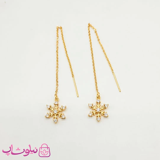 گوشواره بخیه ای YSX طرح برف طلایی کد 891
