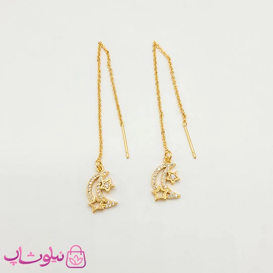 گوشواره بخیه ای YSX طرح ماه و ستاره طلایی کد 891