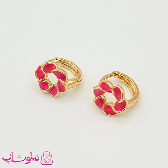 گوشواره بچگانه ژوپینگ مدل گل صورتی کد 721