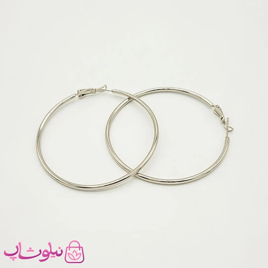 گوشواره حلقه ای بزرگ ساده ژوپینگ سیلور