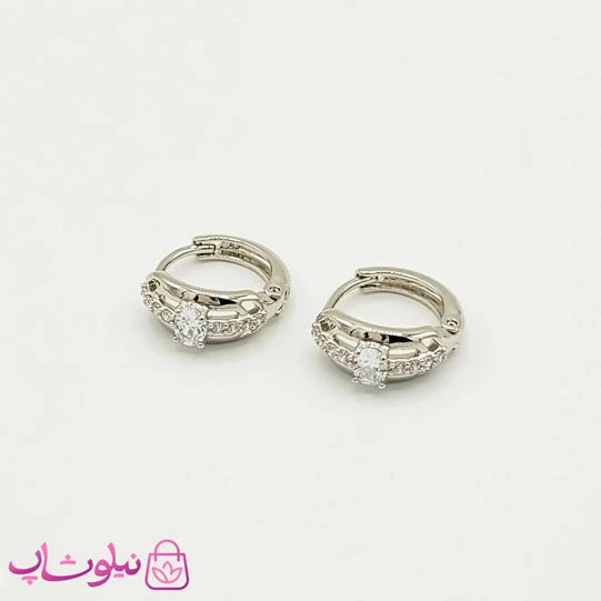 گوشواره حلقه ای دخترانه ژوپینگ کوچک نگیندار کد 623