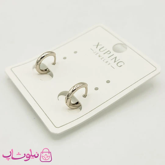 گوشواره حلقه ای ریز ژوپینگ ساده سیلور کد 591