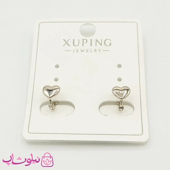 گوشواره حلقه ای ریز ژوپینگ قلبی سیلور کد 791