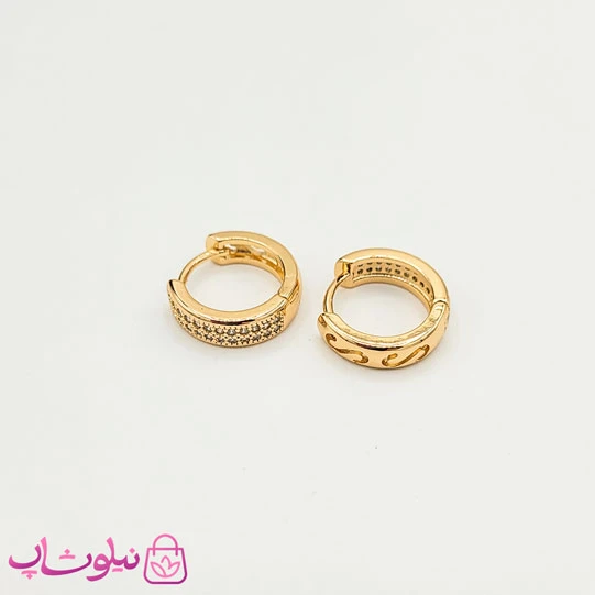 گوشواره حلقه ای زنانه ژوپینگ طرح نگین سفید کد 1149