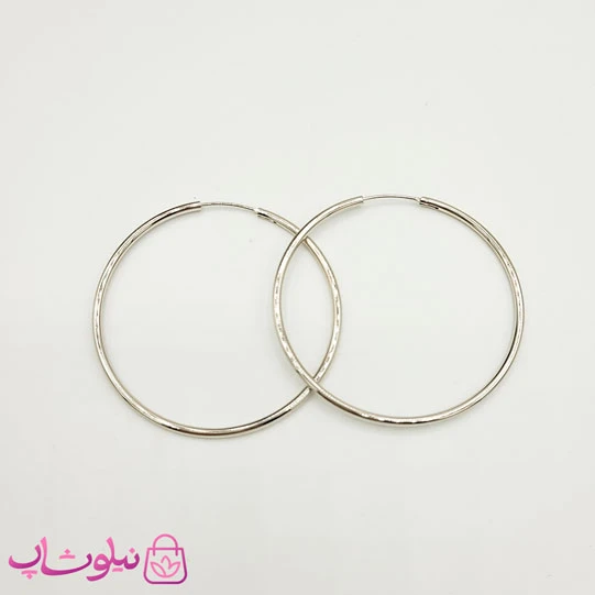 گوشواره حلقه ای ساده ژوپینگ سیلور قطر 5 سانت کد 1396