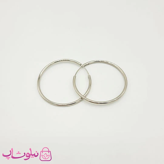 گوشواره حلقه ای ساده ژوپینگ نقره ای کد 1090