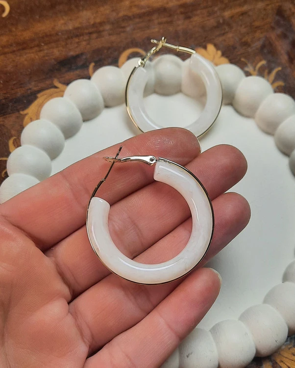 گوشواره حلقه ای طرح سنگ