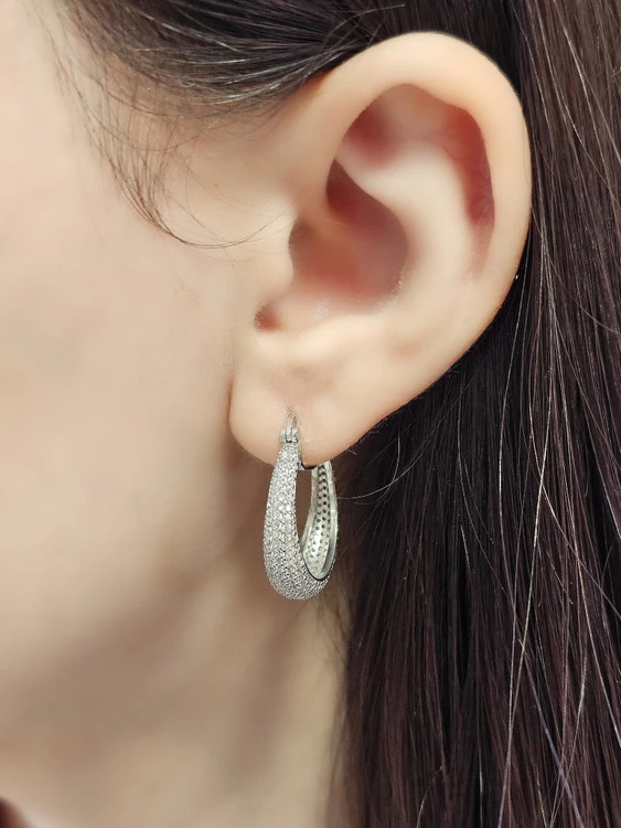 گوشواره حلقه ای نقره جواهری کد G1H1