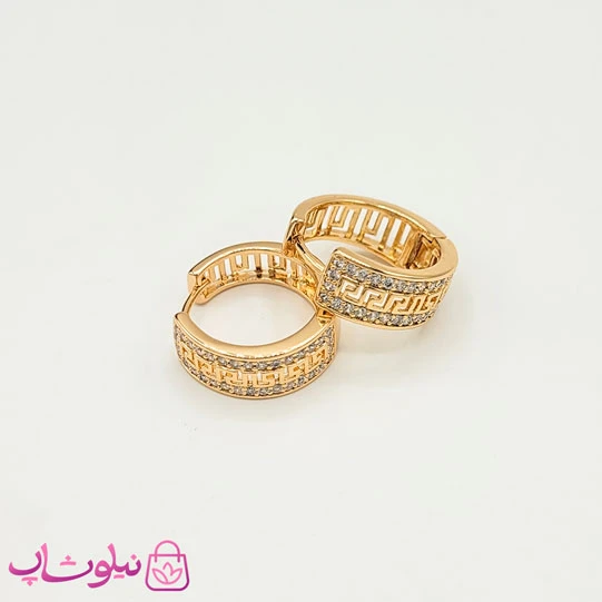 گوشواره حلقه ای پهن ژوپینگ طرح ورساچه طلایی کد 1191