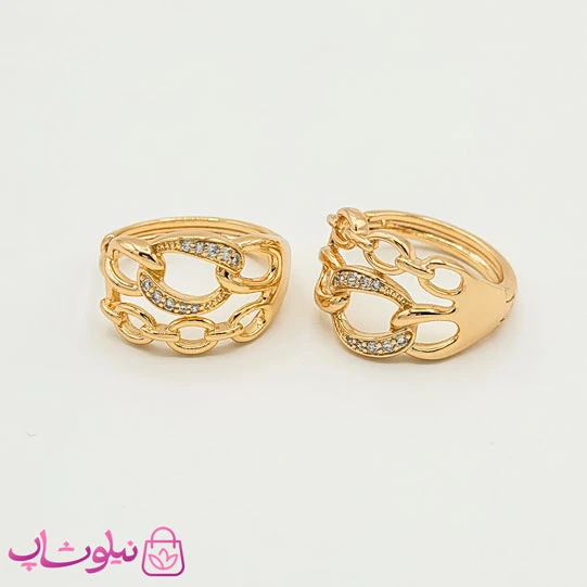 گوشواره حلقه ای پهن ژوپینگ نگیندار کد 991-1