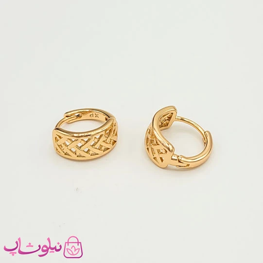 گوشواره حلقه ای پهن کوچک ژوپینگ طرحدار کد 571