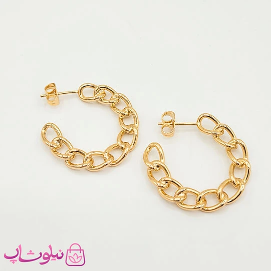گوشواره حلقه ای ژوپینگ مدل کارتیه طلایی کد 1090