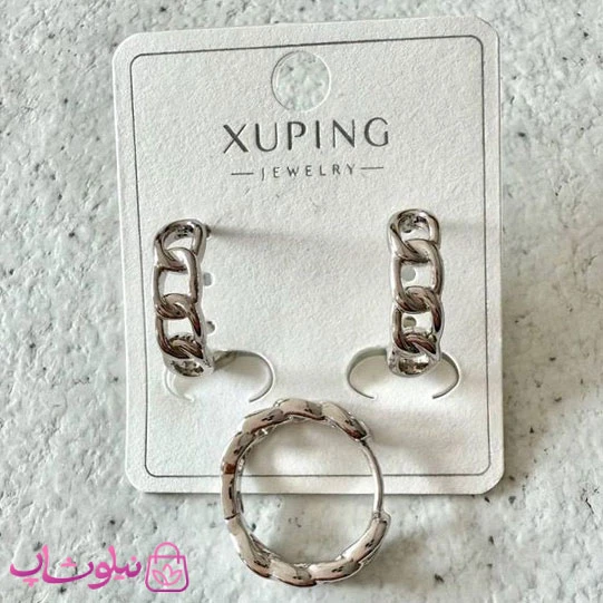 گوشواره حلقه ای کارتیه ژوپینگ نقره ای رنگ کد 1991