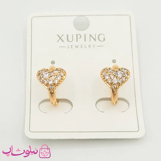گوشواره حلقه ای کوچک ژوپینگ قلبی نگیندار کد 891