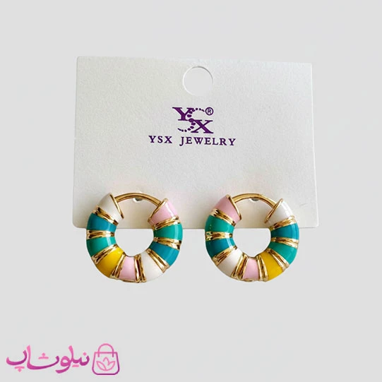 گوشواره دخترانه YSX مدل حلقه ای رنگی کد 2991