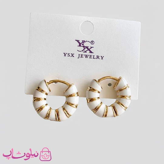 گوشواره دخترانه YSX مدل حلقه ای سفید طلایی کد 2991
