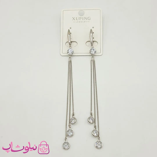 گوشواره دخترانه آویز بلند ژوپینگ سیلور کد 1791