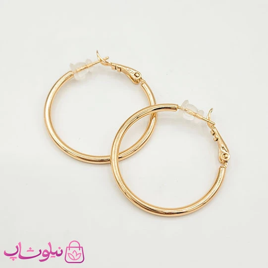 گوشواره دخترانه حلقه ای ساده ژوپینگ قطر 2.5 سانت کد 219