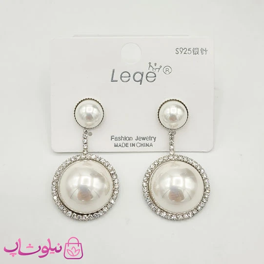 گوشواره دخترانه مرواریدی با آویز دایره