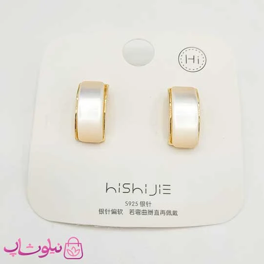 گوشواره دخترانه میخی صدفی طلایی