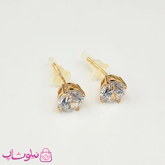 گوشواره دخترانه میخی ژوپینگ طلایی عمده پک 5 عددی کد 649