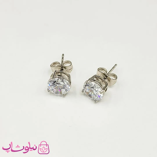 گوشواره دخترانه میخی ژوپینگ نقره ای عمده کد 649