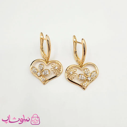 گوشواره دخترانه ژوپینگ قلبی نگیندار