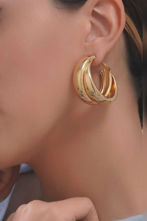 گوشواره زنانه برند زارا مدل حلقه ای استیل رنگ ثابت وضدحساسیت