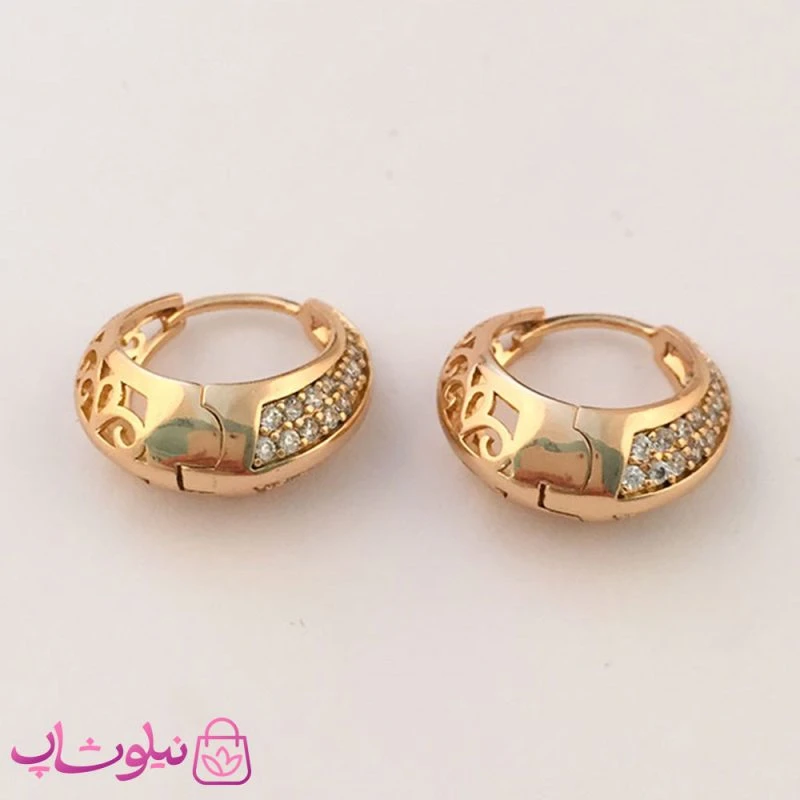 گوشواره زنانه حلقه ای نگین دار ژوپینگ 1002-1