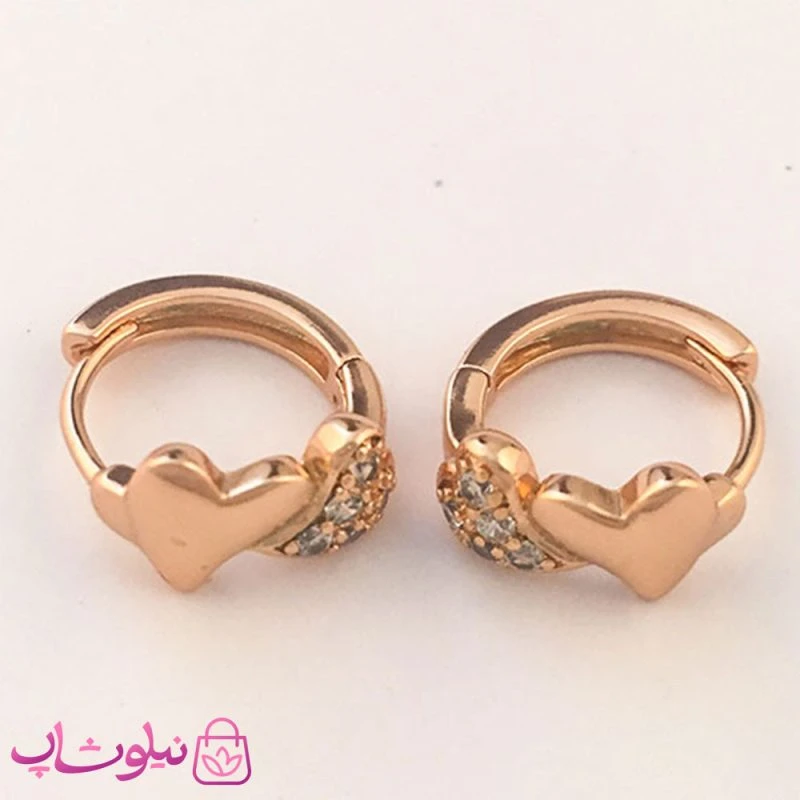 گوشواره زنانه حلقه ای ژوپینگ طرح قلب کد 2351-1
