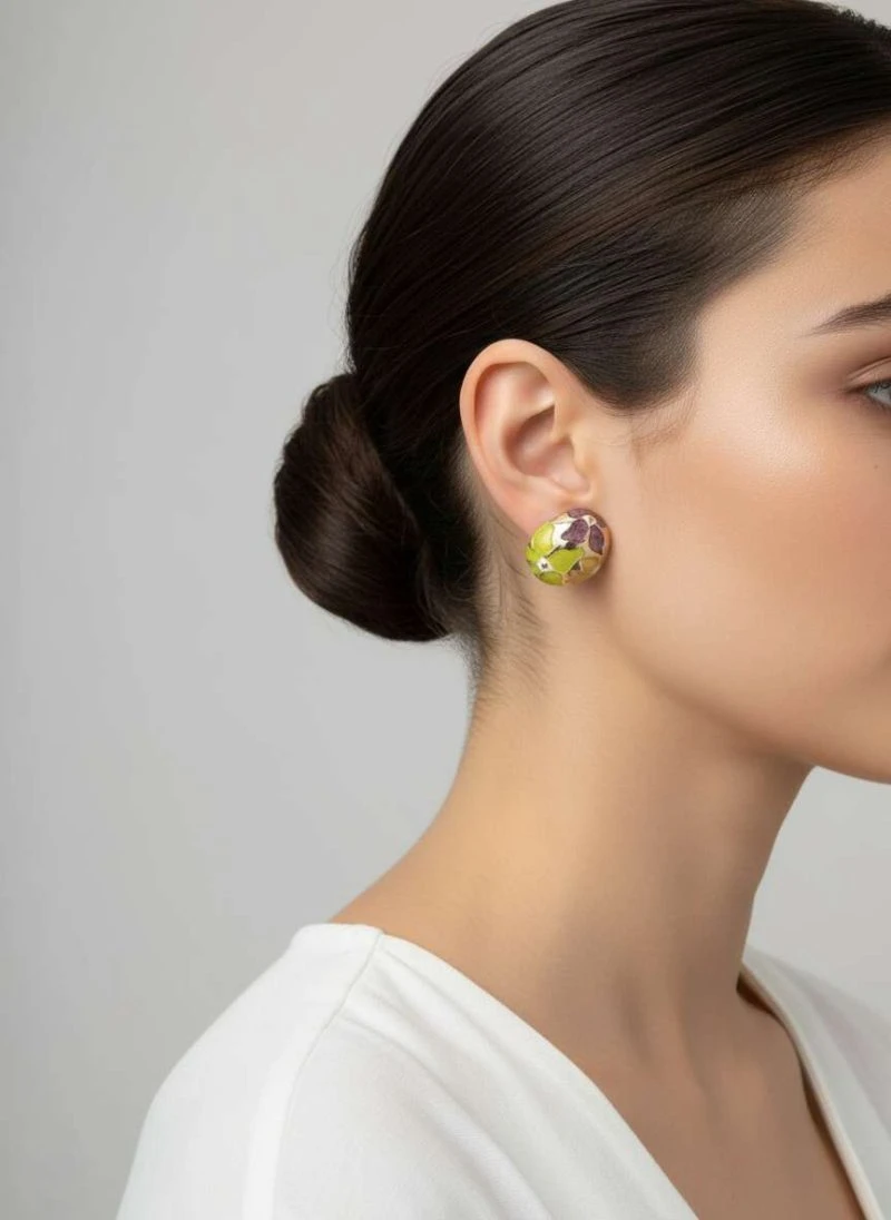 گوشواره زنانه طرح گل رنگی اکسسوری خاص و هنری