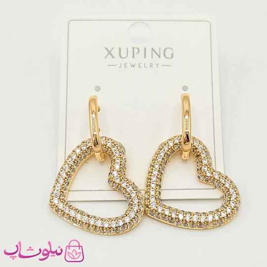 گوشواره زنانه ژوپینگ با آویز قلبی پرنگین کد 224