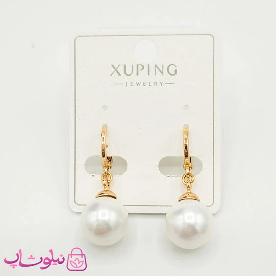 گوشواره زنانه ژوپینگ با آویز مروارید سفید کد 2991