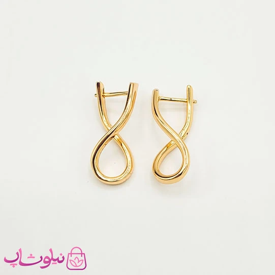 گوشواره زنانه ژوپینگ طلایی طرح خمیده کد 891