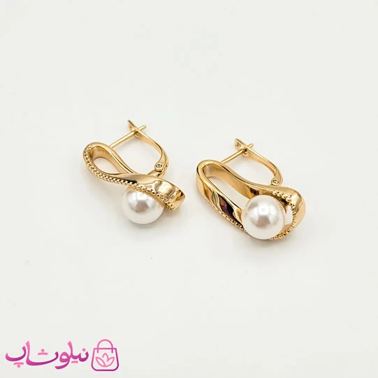 گوشواره زنانه ژوپینگ مدل طلایی مرواریدی کد 1449