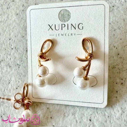 گوشواره زنانه ژوپینگ مدل گیلاس و پاپیون کد 3491