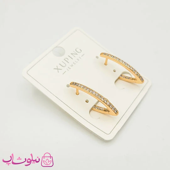 گوشواره زنانه ژوپینگ نگین دار کد 1090