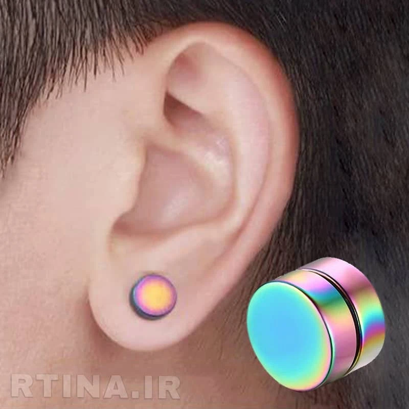 گوشواره ساده مردانه آهنربایی هولوگرامی