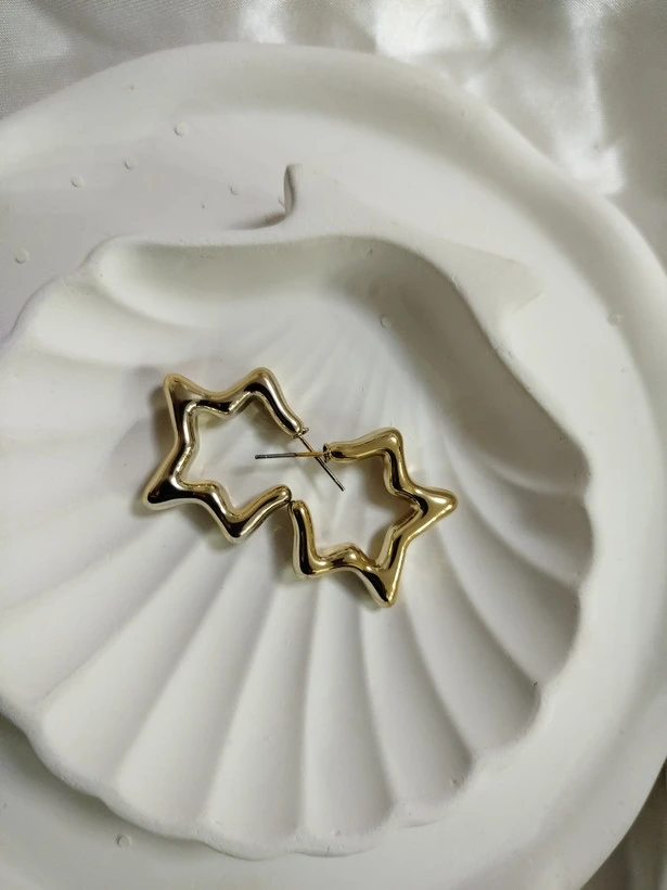 گوشواره ستاره ای فشن مینیمال ترند استیل آبکاری رادیوم برند Zara ضد حساسیت