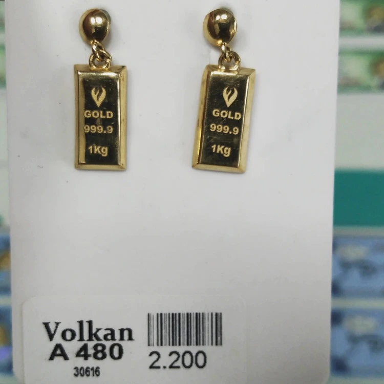 گوشواره طلای بدون اجرت طرح شمش طلا