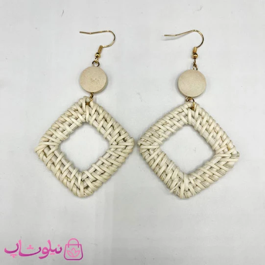 گوشواره فانتزی دخترانه کنفی طرح لوزی کد 145