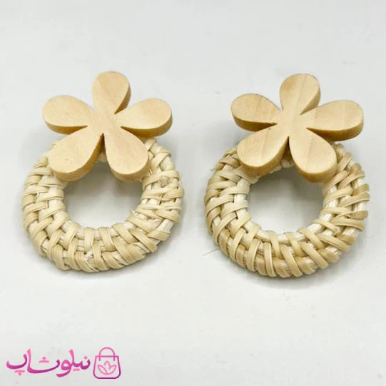 گوشواره فانتزی دخترانه کنفی طرح گل دایره ای کد 145