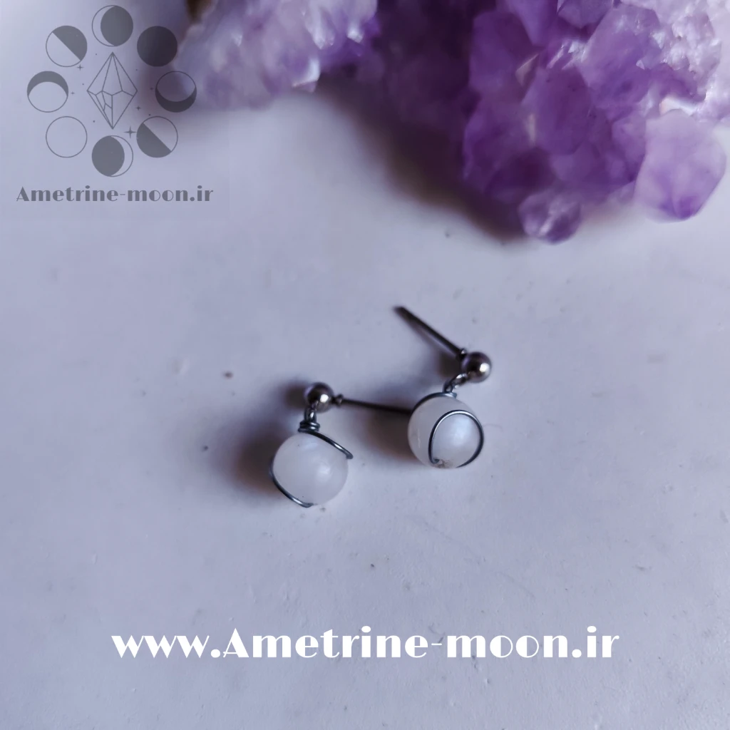 گوشواره مون استون سنگ ماه طبیعی