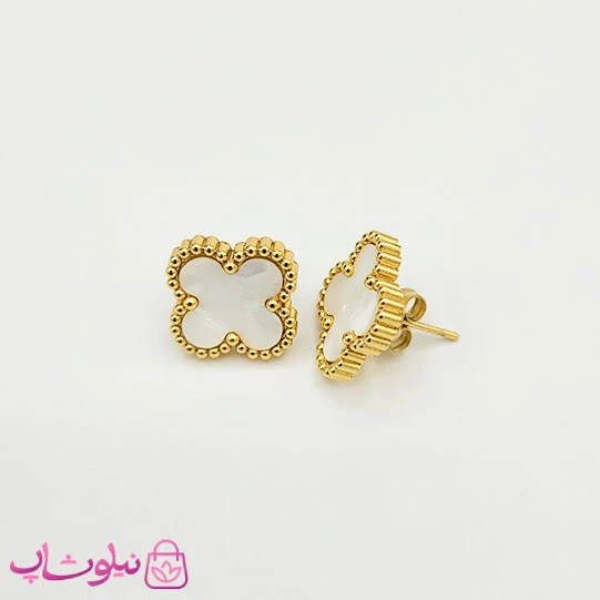 گوشواره میخی زنانه ونکلیف سفید کد 799