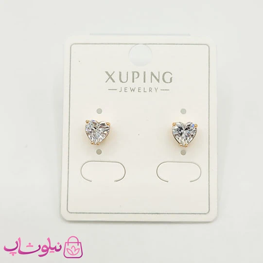 گوشواره میخی ژوپینگ قلبی سفید کوچک کد 599