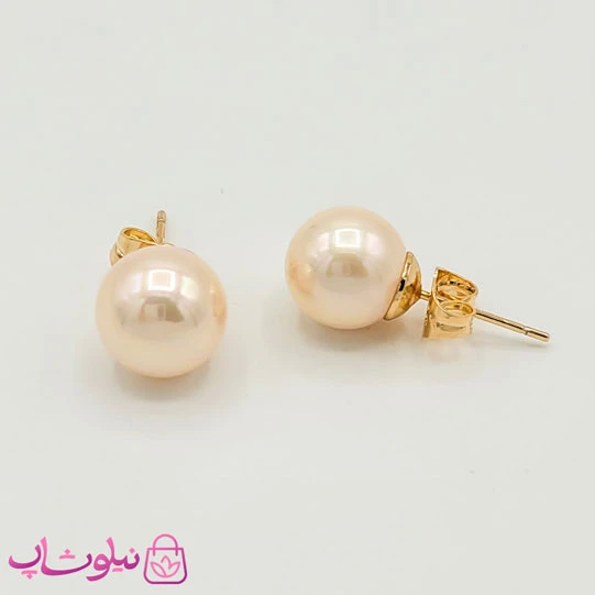 گوشواره میخی ژوپینگ مدل مروارید گلبهی کد 791-1