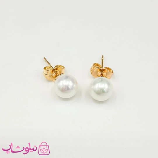 گوشواره میخی ژوپینگ مرواریدی سفید عمده کد 459