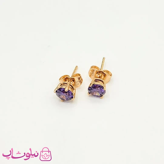گوشواره میخی ژوپینگ نگین بنفش کد 99
