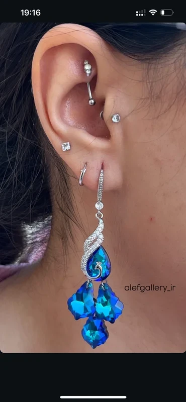 گوشواره نگین سواروسکی نگین ابی